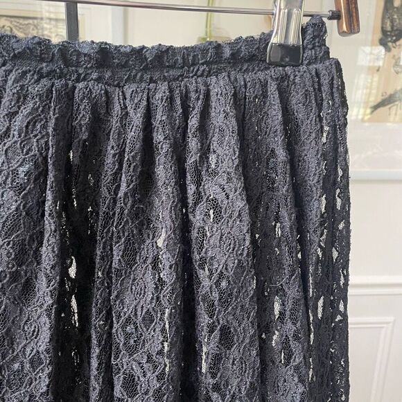 Vintage Express Tricot Sheer Black Lace Midi Skirt S - Picture 6 of 8